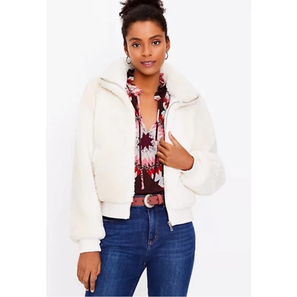 LOFT Sherpa Teddy Fleece Bomber Jacket XL - Picture 2 of 7
